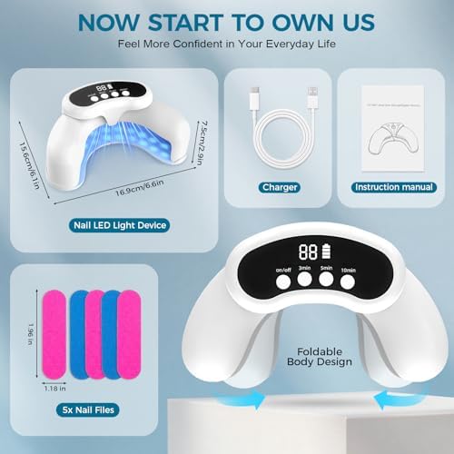 White portable LED nail cleaning machine for discolored fingernails