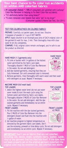 Close up of Carbona Color Run Remover packaging details