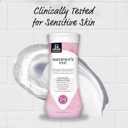 Summer's Eve Simply Sensitive ingredients and benefits label view