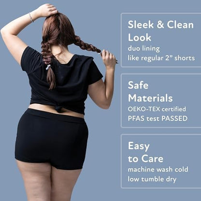 Goat Union reusable period pants highlighting the two inch high rise comfortable elastic waistband