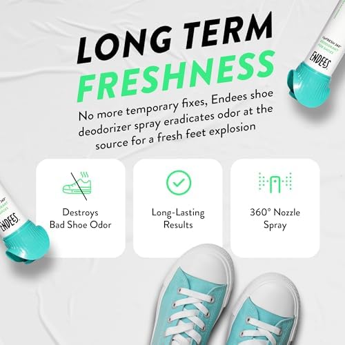 Endees travel size shoe deodorant spray for gym bags and sneakers