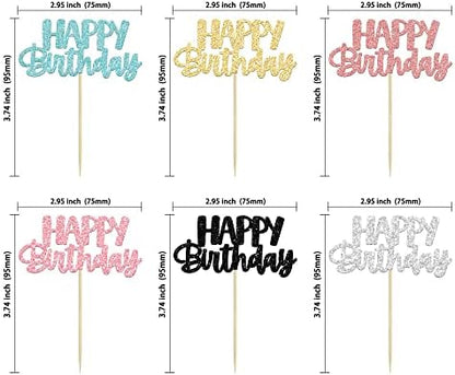 Assorted colors of Gyufise glitter cake toppers