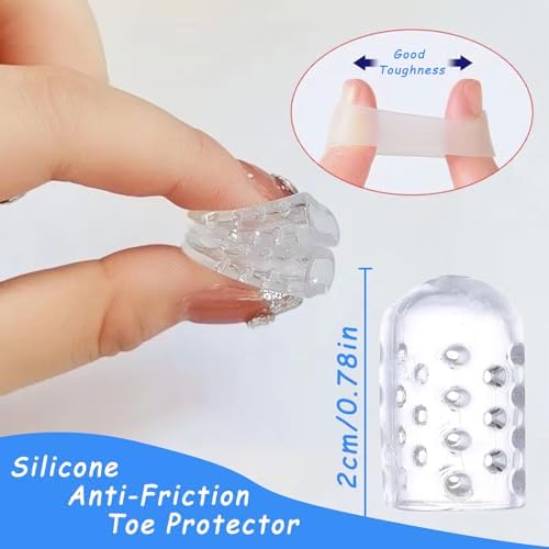 Ten piece set of silicone toe sleeves for corn and callus prevention.