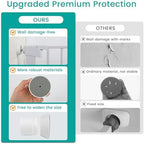 White safety gate accessory kit fitted near stairs demonstrating stable and secure installation.