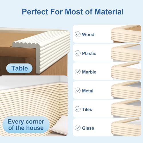 White foam safety strip for furniture edges