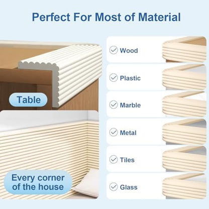 White foam safety strip for furniture edges