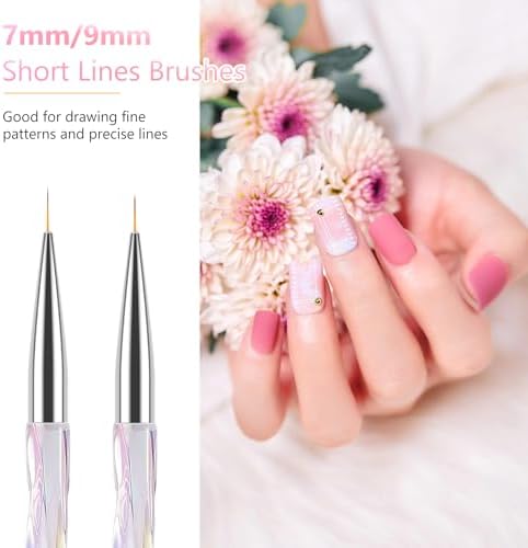 Teoyall professional gel nail art brushes with gradient acrylic handles