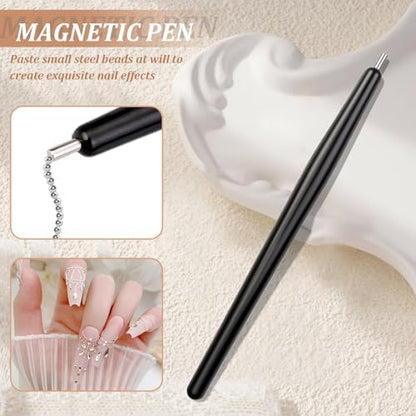 Demonstration of 3 in 1 cat eye nail magnet tool components