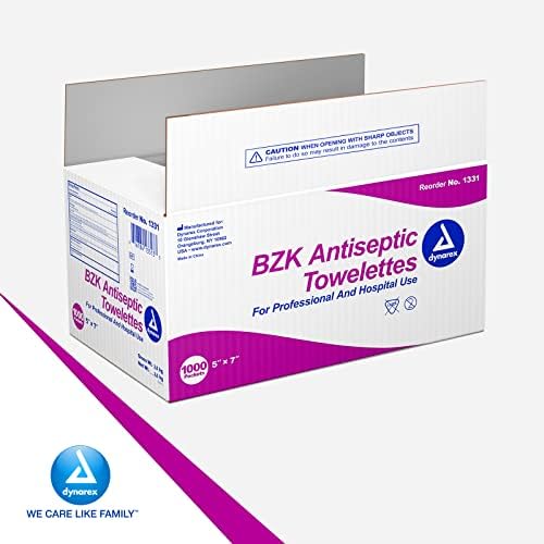 Peel-down pouch packaging for Dynarex BZK sanitizing wipes