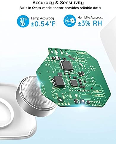 Mini wireless temperature monitor placed inside a home living room environment for climate control.
