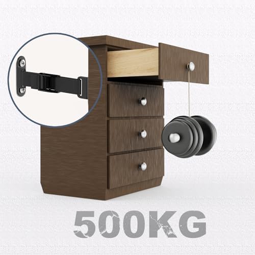 Black baby proofing furniture fasteners showing the quick release buckle details