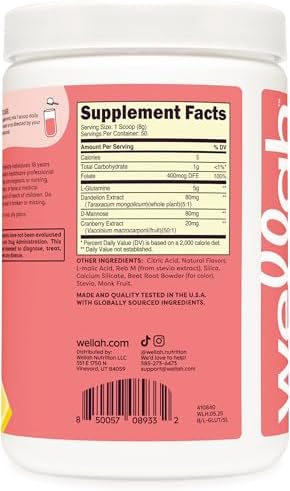 Wellah L-Glutamine strawberry lemonade lifestyle fitness drink