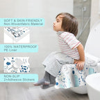Extra large waterproof disposable potty cover unfolded showing full coverage size for travel.