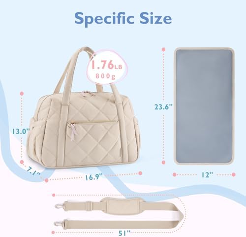 Mommore Diaper Bag Tote displayed with included portable changing pad