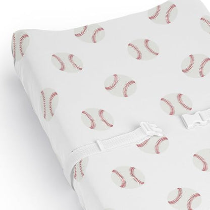 Baby changing pad cover showing elasticized edge detail