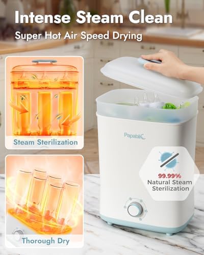 Side profile of Papablic baby bottle sterilizer and dryer