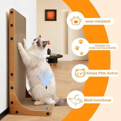Goosheep vertical and horizontal feline claw grinder layout highlighting multi functional spaces for climbing stretching and sleeping.