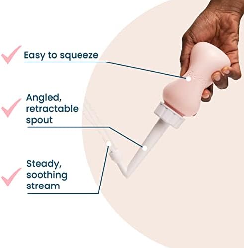 Ergonomic upside down peri bottle for postpartum pain relief and hygiene