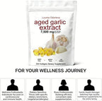 Back view of Louma garlic softgels bottle displaying directions for daily usage