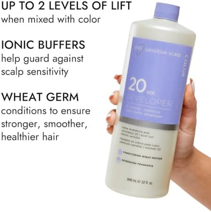 Professional hair color developer for sensitive scalps