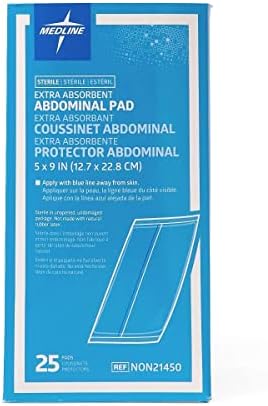 Medline super absorbent pad dimensions showing five by nine inch sizing