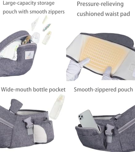Honch baby waist stool close up of the skin-friendly breathable polyester material and soft inner cushion.