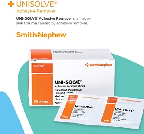 Individually wrapped Uni-Solve medical adhesive remover wipes for skin care