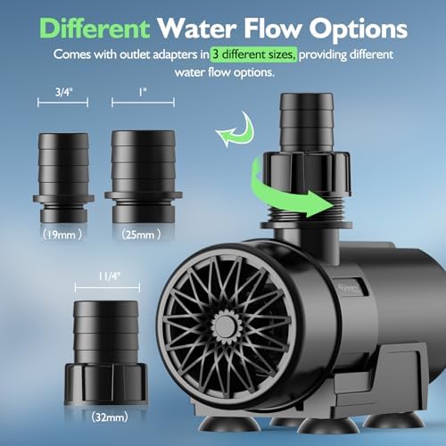 Hygger external inline water pump installation diagram for pond filtration systems and large fish tanks.