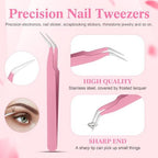 Pink rhinestone picker tool set components in metal case