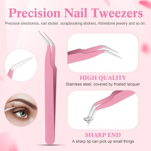 Pink rhinestone picker tool set components in metal case