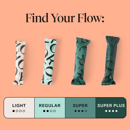 Cora period products showing the individual wrapper and compact applicator