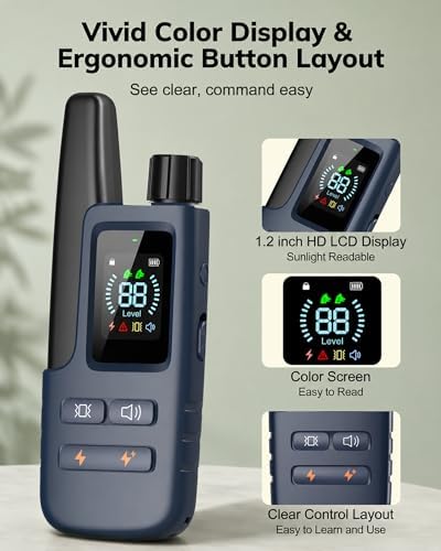 Heavy duty rechargeable electronic dog collar highlighting adjustable vibration and beep modes.