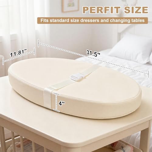 Qalvyn cushioned foam portable diaper mat demonstrating its thick supportive padding