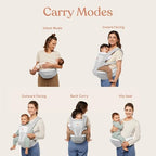 Ergobaby Alta carrier with back panel attached for hands-free support