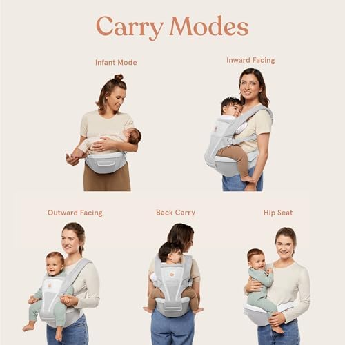 Ergobaby Alta carrier with back panel attached for hands-free support