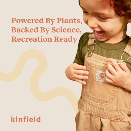 Kinfield cruelty free and paraben free bug bite patches packaging highlights showing eco conscious outdoor essential properties.