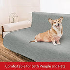 Grey Moonsea dog blanket protecting an armchair from pet fur and scratching.