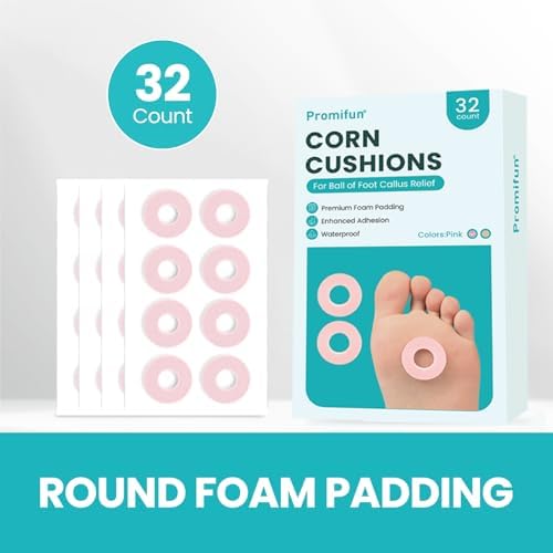 Imported USA foot care cushions for blisters and bunions in a value pack of thirty-two.