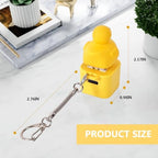 Packaging box and full contents of the yellow duck mechanical clicker sensory toy.