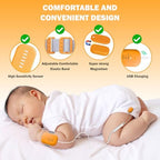 Adjustable arm band bedwetting alarm for boys and girls in carrot red.