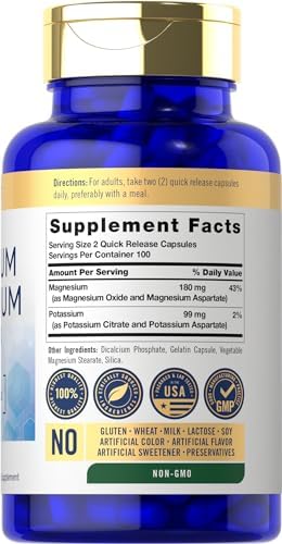Carlyle Potassium Magnesium Complex quick release capsules dietary supplement facts label
