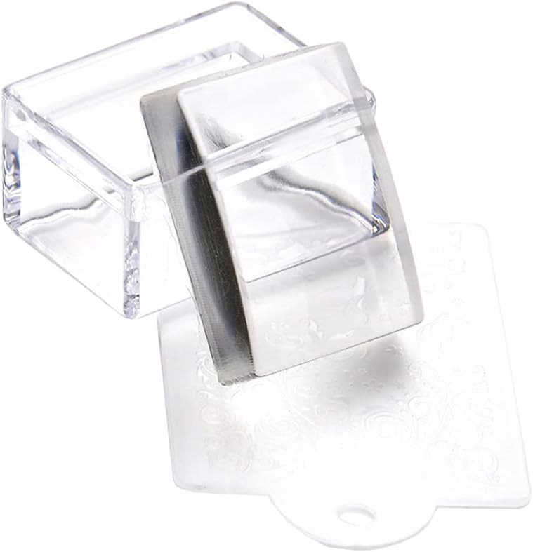 Gshllo rectangle clear silicone nail art stamper set with scraper
