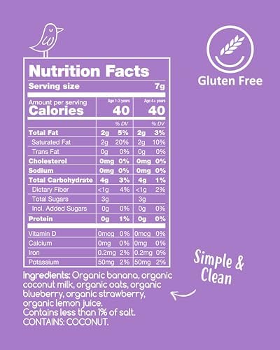 Amara organic baby snacks side panel detail indicating pure fruit ingredients and nutrition facts