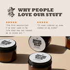 Authentic Denver Tallow Co unscented moisturizing balm texture and packaging