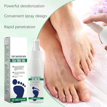 Twin pack of Ximonth tea tree oil feet sanitizer bottles 100ml size.