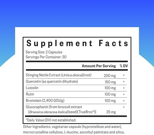 Seeking Health HistaminX supplement facts and ingredient label on back of bottle