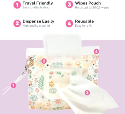 Two piece Orchid Hearts reusable wipes holder set