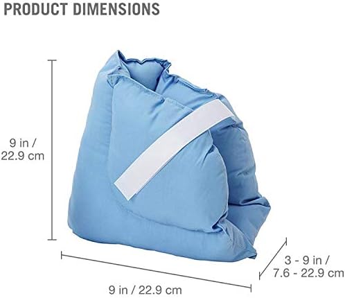 Duro-Med comfort heel pillow with soft fiberfill and Velcro strap close up.