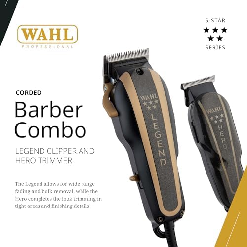 Wahl Professional 5-Star Barber Combo unboxing layout with all attachment combs and styling accessories