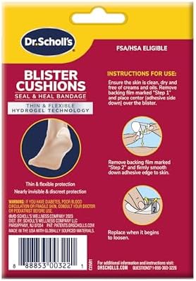 Dr. Scholl's hydrogel blister plasters for instant heel pain relief and shoe friction protection.
